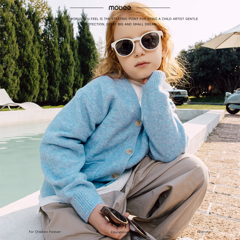 mobee儿童墨镜太阳镜3-6岁12宝宝防晒可折叠uv偏光小模特拍照 猫眼可折叠款-星夜黑 佩戴无负担 专业护眼 无惧强光