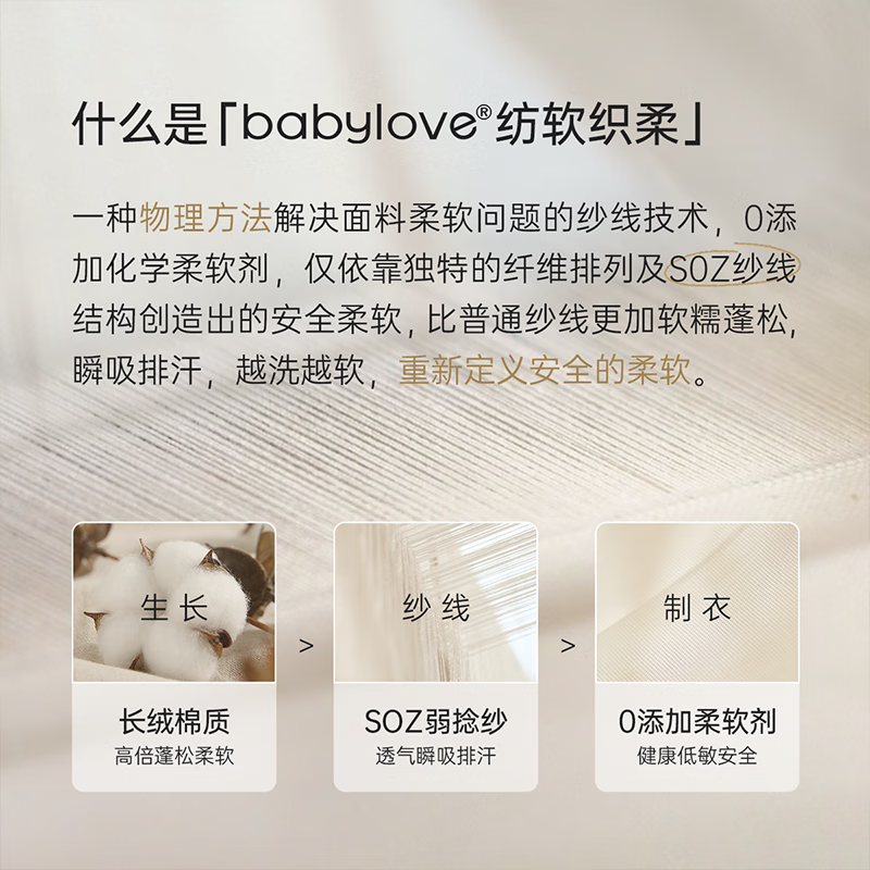 babylove【清仓】【安心柔】婴儿包屁衣春秋纯棉宝宝衣服三角哈衣系带 知蔬达理-维他黄 59cm