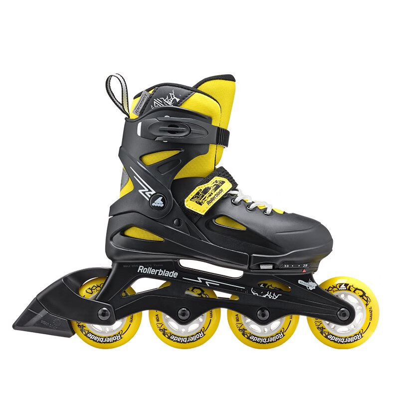 Rollerblade官方fury兒童輪滑鞋溜冰鞋女男旱冰鞋初學(xué)者可調(diào) 黑色/黃色 21 S碼29-33碼/18.5-CM