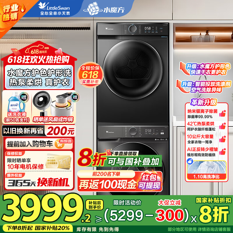 小天鹅 滚筒洗衣机 SL1+02T 10公斤、洗净比1.1 2254.4元