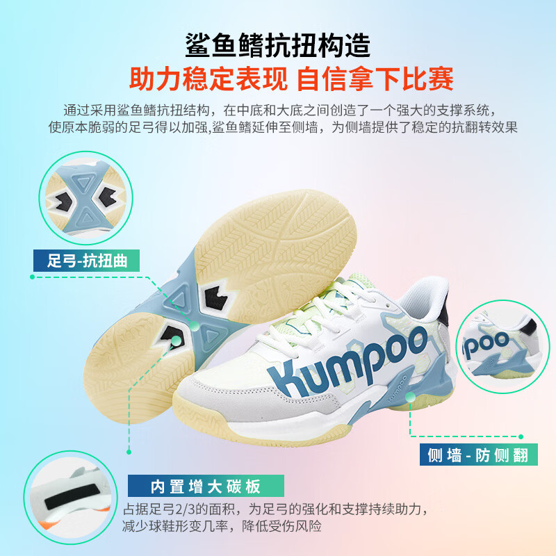 薰风(KUMPOO)御风G76羽毛球鞋 创新猎爆中底轻弹减震防滑抗扭轻便熏风运动鞋 G76 浅绿 45