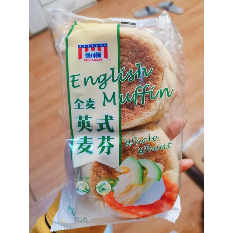 曼可顿（MANKATTAN）全麦英式麦芬麦当劳同款面饼麦满分面包热狗胚汉堡胚早餐 全麦麦芬【可做4个】-(200g)