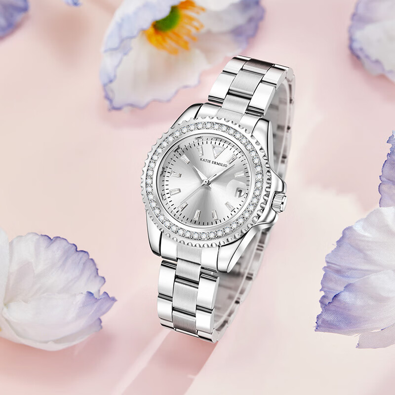 KATIE ERMILIO闪耀气质高颜值满钻女士手表轻奢高级感腕表七夕情人节礼物送女友