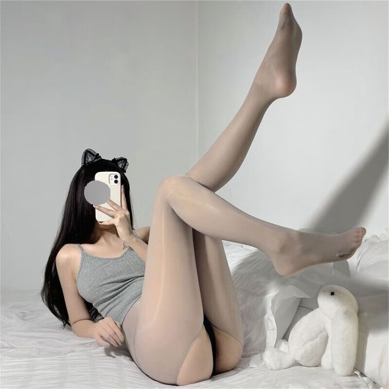 极光开档丝袜女诱惑调情防勾丝油光油亮黑丝袜纯欲免脱马油连裤袜 【黑+肤】2条 均码 【80-140斤】油光开档款