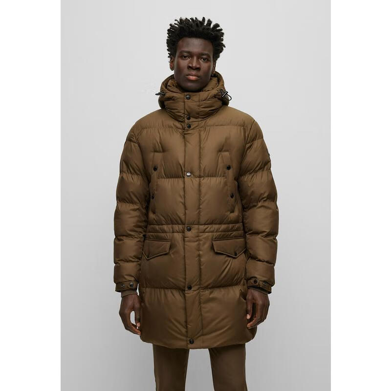 BOSS男士中長(cháng)款防風(fēng)保暖棉服連帽加厚羽絨服直筒型休閑冬裝外套 open green twentyone 均碼 |48