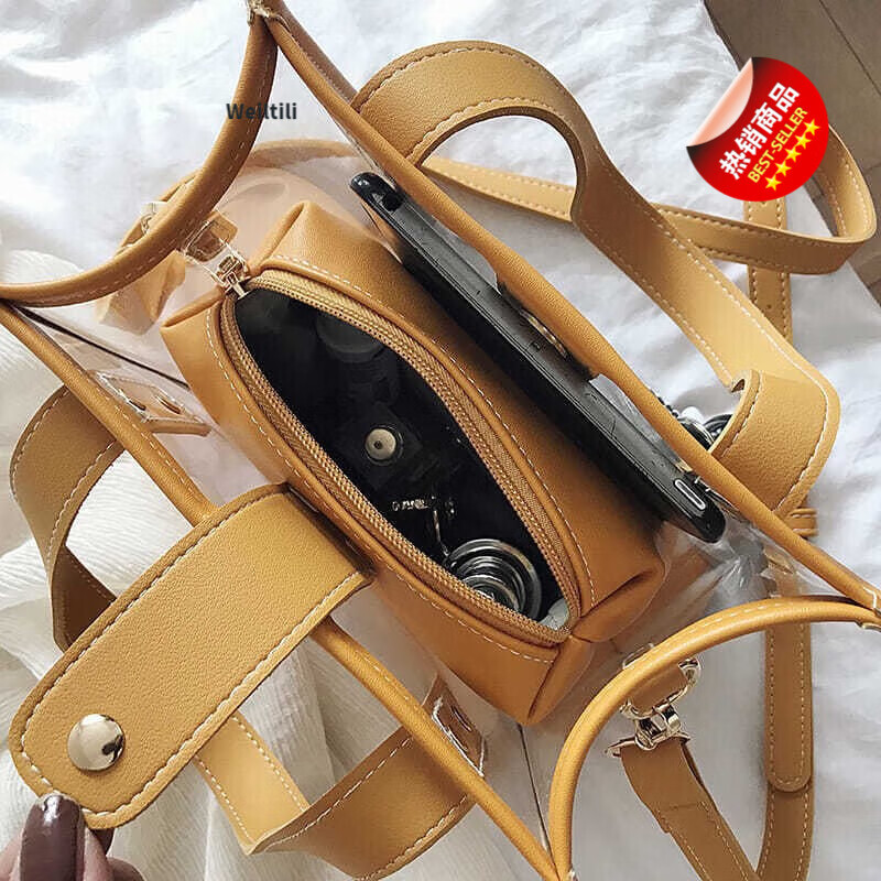 薇缇莉(Weiltili)学生透明果冻包包女2023新款潮韩版单肩时尚斜挎包百搭手提子母包 白色