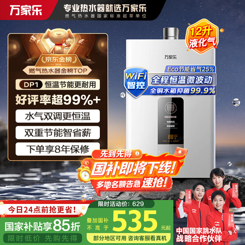 万家乐【恒温王系列】【液化气】12升燃气热水器国家补贴15%智能变升节能防冻以旧换新 JSQ24-12DP1(F)