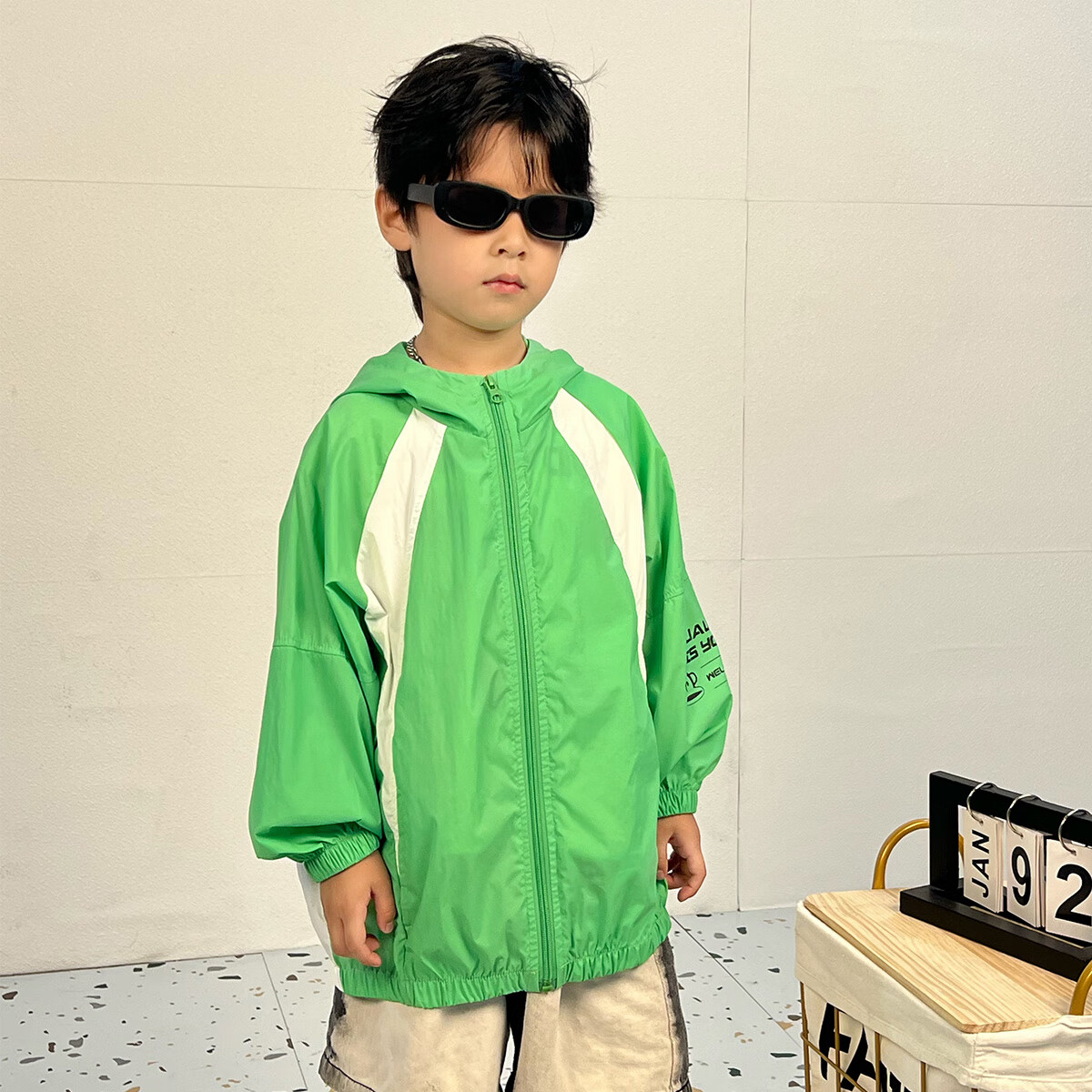 大嘴猴（paul frank）童装儿童防晒服2025夏款户外运动遮阳透气开衫连帽宽松舒适皮肤衣 171F薄荷绿 140