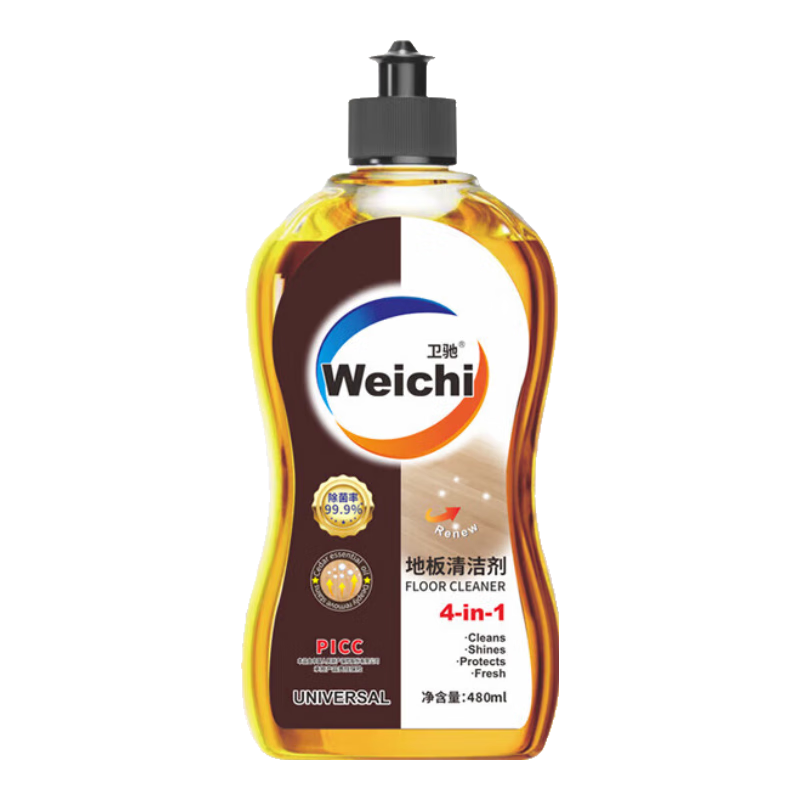卫驰地板清洗剂瓷砖地板大理石地砖除菌杀菌养护抛光清洁四合一松 480ml*2瓶【实惠装】