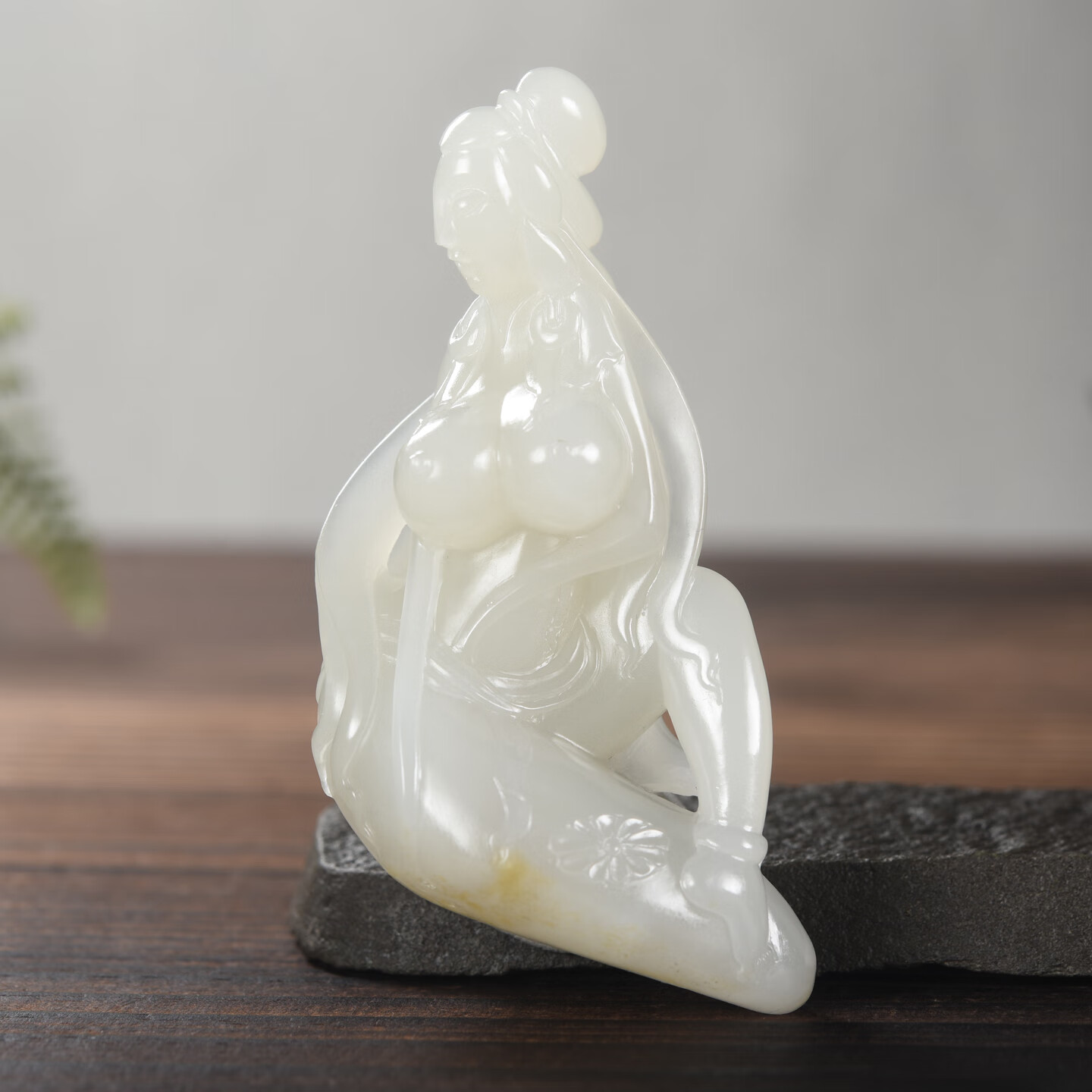 疆友 孤品 和田玉籽料仕女手把件 玉贵人把玩件 大师翟学甲 118克