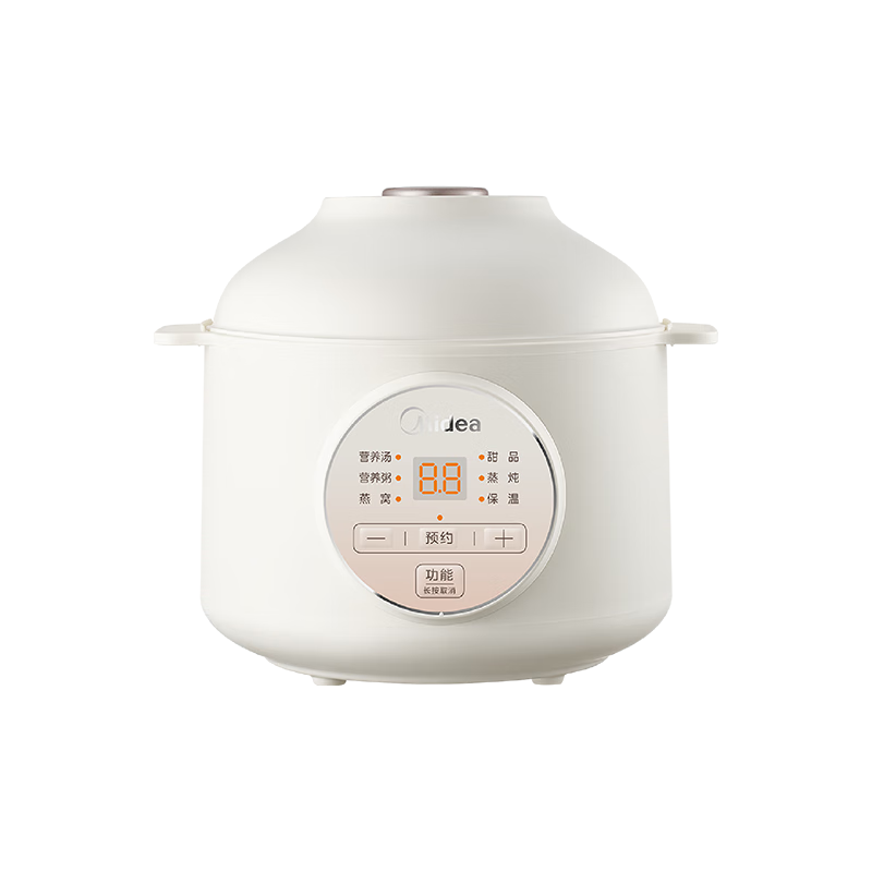 美的（Midea）电炖锅1-2人电炖盅隔水炖锅家用燕窝炖盅陶瓷炖汤盅电炖锅婴儿辅食小炖锅煲汤电炖锅电砂锅煲汤锅 1L 【1L=3碗 防烫把手】DZE1066