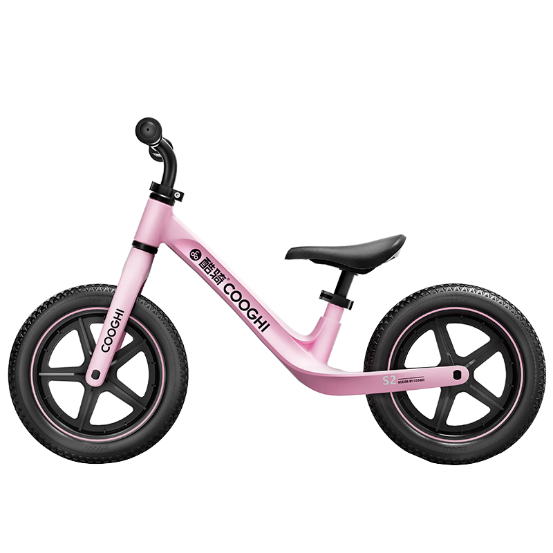 酷騎（COOGHI）兒童平衡車1-6歲滑行寶寶嬰兒學(xué)步車酷奇小童超輕入門款S2 【實(shí)心輪】 12寸 -櫻霞粉