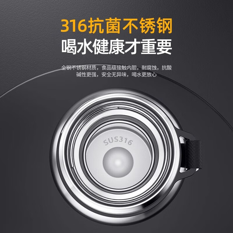 SZTAA保温杯大容量茶水分离316不锈钢水杯男女士高颜值便携热水泡茶杯 【抗菌316不锈钢】钢本色-800ml