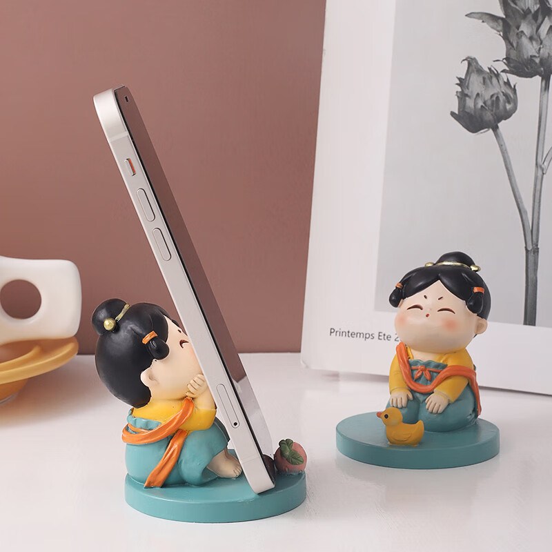 如果西安文创纪念品创意国风手机架实用桌面办公室摆件伴手礼新年礼物 唐仕女手机架全套2个 京东折扣/优惠券