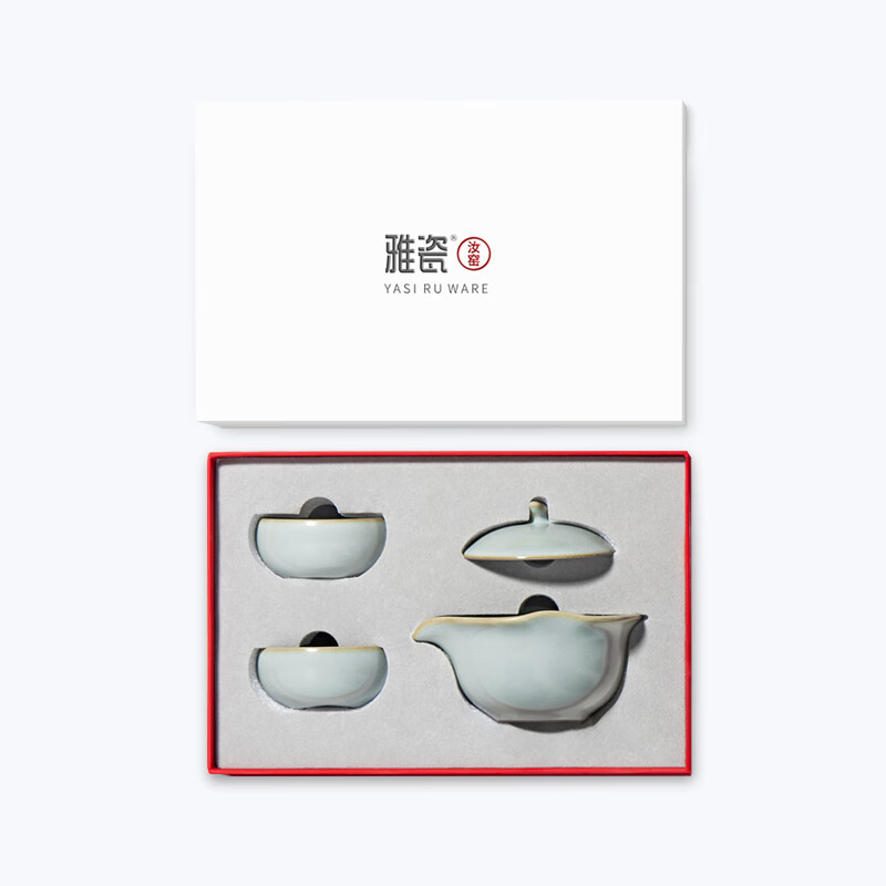 雅瓷汝窑茶具套装手抓壶泡茶壶办公室一壶二杯旅行出差小隐 汝窑小隐茶侧 3件