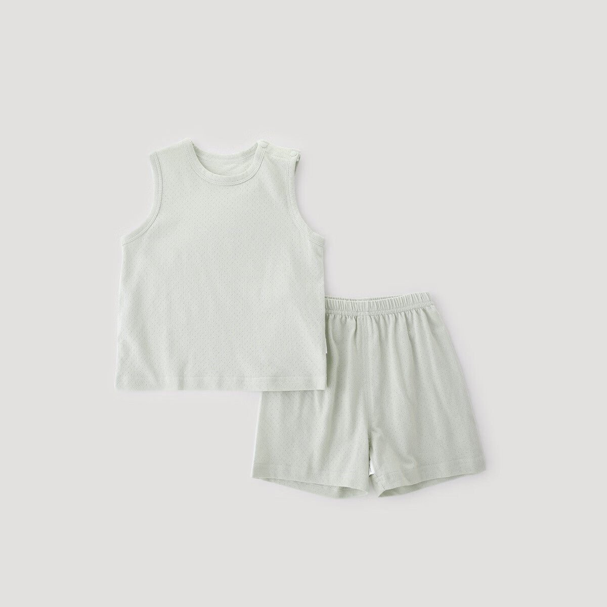 巴厘小猪宝宝分体套装夏装2025新款男童无袖薄款女童两件装夏季婴幼儿衣服 菩提绿 90