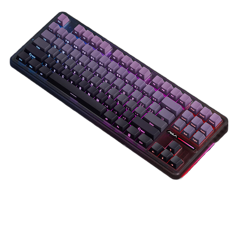 狼蛛(AULA)F87Pro無(wú)線(xiàn)客制化機械鍵盤(pán)無(wú)線(xiàn)藍牙有線(xiàn)三模全鍵熱插拔gasket電競游戲辦公鍵盤(pán) 紫晶微光 灰木軸V4