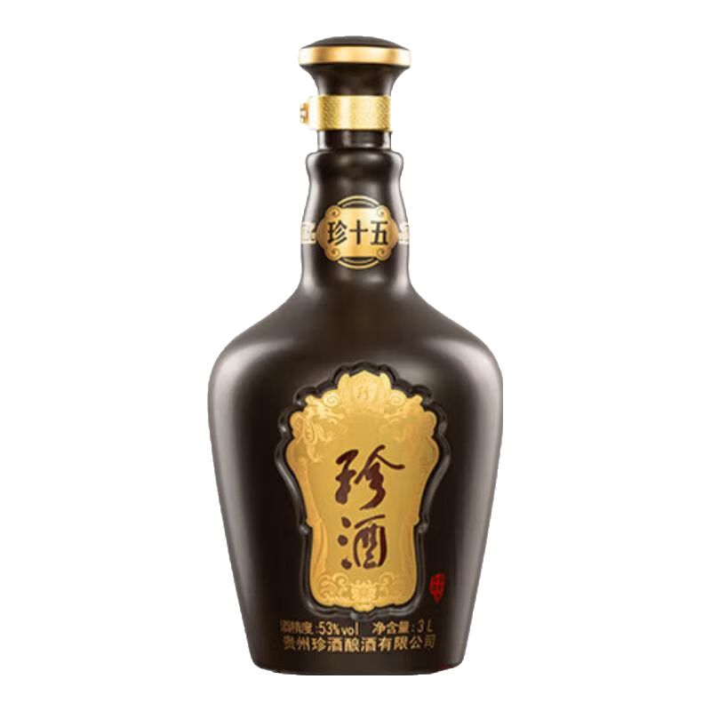 珍酒【官方旗舰】珍十五（15） 酱香型白酒 贵州名酒 坤沙酒 宴请送礼 53度 3L 1坛 大容量2022年