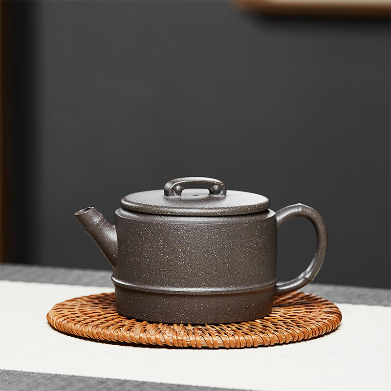 尊壺宜興紫砂壺手工茶具茶壺大口竹節(jié)壺天青泥小球7孔禮盒裝泡茶器 李靜 大口竹節(jié)壺天青泥小球7孔