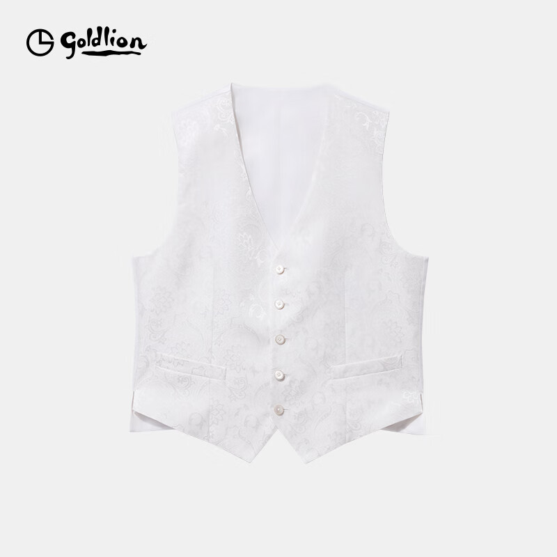 金利来【斯诺克系列】2025春夏新款马夹男白提花西服商务正装外套马甲 浅米-17 S