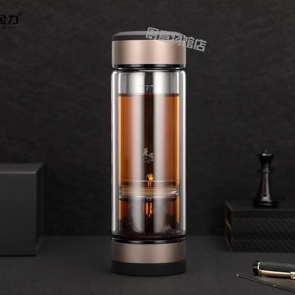金力茶水分离水杯玻璃杯茶水分离泡茶杯男2023大容量双层水晶 350ml