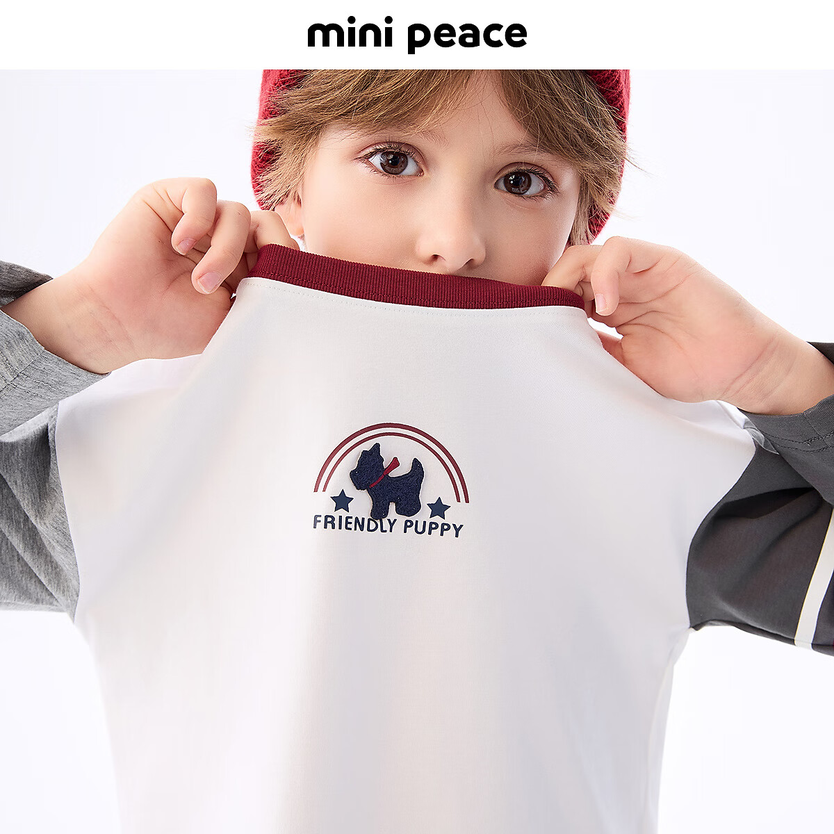 MiniPeace太平鸟童装秋新男童长袖T恤FACPF3312 香槟灰 140cm