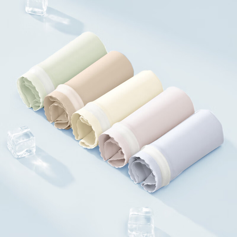 芬腾内裤女士抗菌裆冰丝中腰三角裤性感凉感透气薄款短裤头 组合一(浅黄+微粉色+冰兰) 3条 2XL