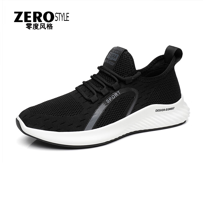 零度风格·ZERO STYLE轻奢男鞋2026新款透气运动鞋男网面软底轻便防滑鞋子男休闲鞋 黑色 【品牌限量款】 44 【标准皮鞋码】 京东折扣/优惠券