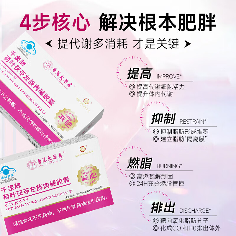 香港大药房左旋肉碱蓝帽减肥胶囊燃脂减脂塑身男女通用科学管理健康体脂控制 15盒超值家庭装【家庭分享,无减肥烦恼】