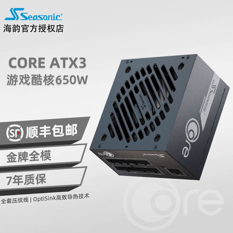 海韻（SEASONIC）FOCUS GX650W/750W/1000W全模組臺式電腦電源白色ATX3.0 2024款CORE GX650 黑色 ATX3全模