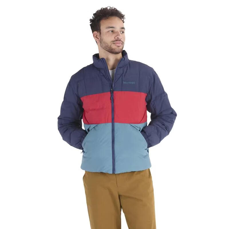 土撥鼠（Marmot）男款再生尼龍防風(fēng)保暖充絨羽絨服戶(hù)外休閑輕量化保暖棉服 Arctic Navy / Team Red /  均碼 |L