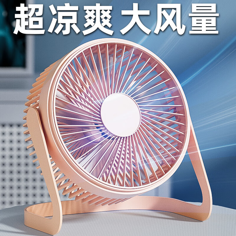【精选】USB小风扇568寸的大风力静音台式小电风扇办公室学生桌面 5寸深邃蓝 【官方标配】