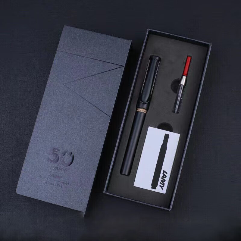 凌美LAMY自信透明鋼筆奶油白草莓紅成人墨水鋼筆學(xué)生用練字筆定制 磨砂全黑 EF尖【周年禮盒裝】