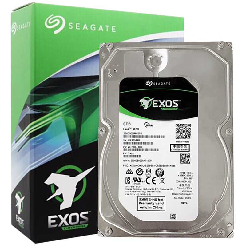 希捷企业级硬盘 6TB 256MB 7200RPM CMR垂直 SAS 希捷银河Exos 7E10系列 服务器硬盘ST6000NM020B