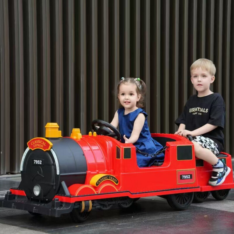 ZHIO儿童可坐托马斯电动火车玩具车可充电遥控汽车男女宝宝双人童车 12V7电瓶双驱绿色