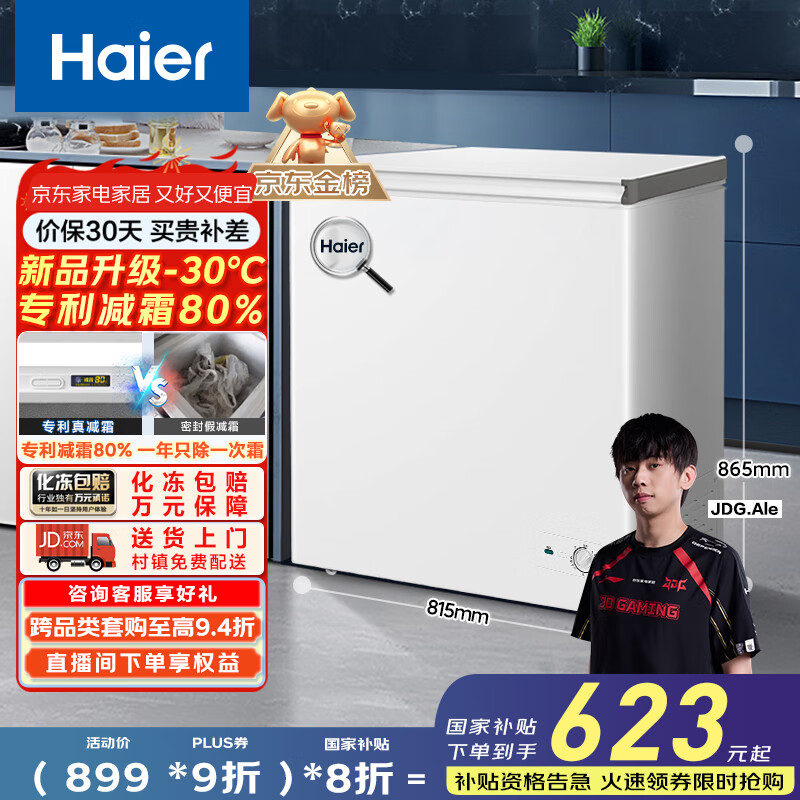海尔（Haier）家用冰柜京东自营200升小冰箱小型冷柜大容量-30度深冷速冻保鲜BC/BD-200GHW9D家电国家补贴20%