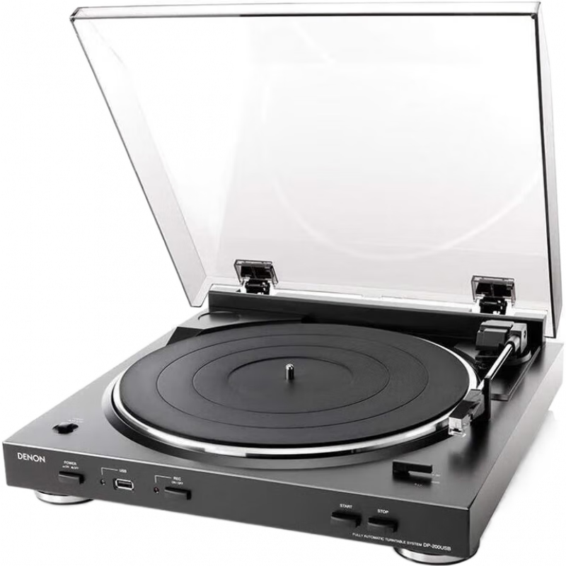 天龍(DENON)【日本直郵 日本發(fā)貨】黑膠唱片機 復(fù)古膠片唱盤自動手動音樂留聲機 DP-200USBK【黑色 需變壓器】