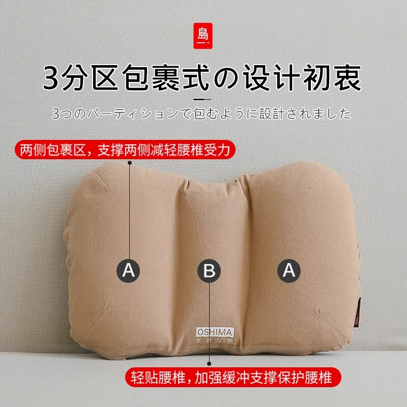 DEATKN德国椅子靠垫护腰部沙发小靠枕办公室腰靠腰枕腰垫靠背垫抱枕 久坐护腰の腰靠透气棉麻四季用：浅灰 A整体乳胶内芯非常Q软有弹性