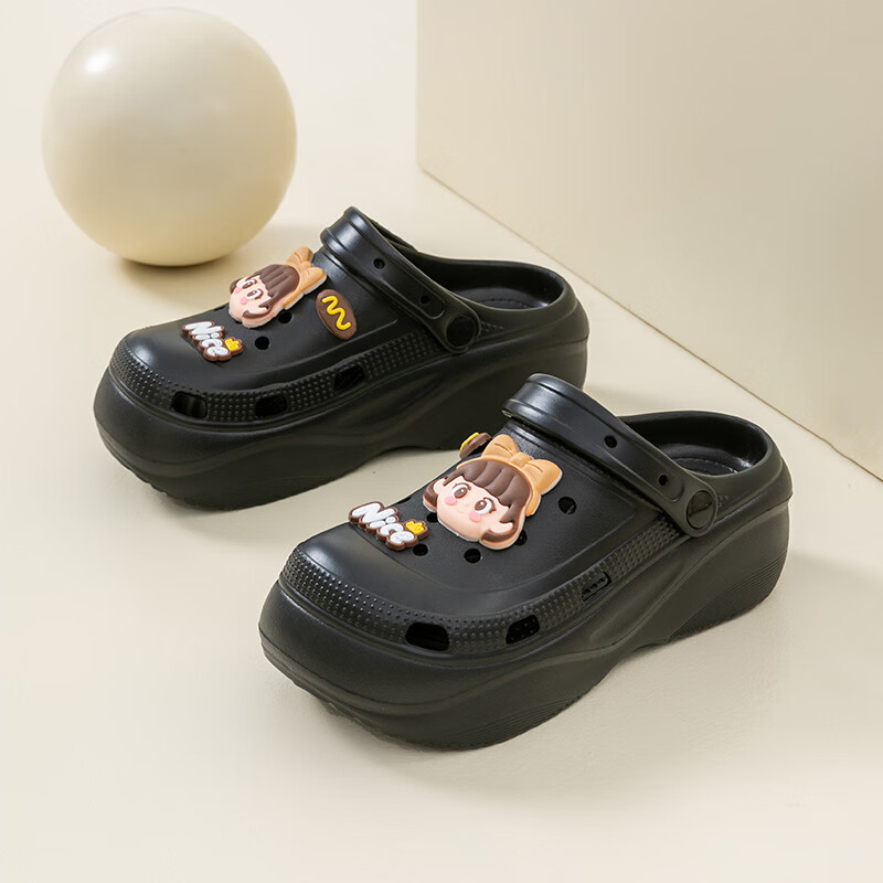 惠夫人洞洞鞋女夏季2025新款厚底5cm户外穿防滑踩屎感沙滩包头凉拖鞋女 粉色【5.0厚底】 38-39 【适合37-38码穿】