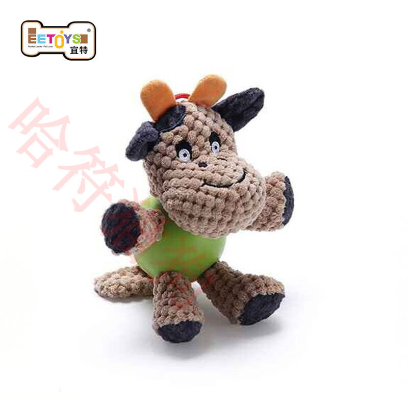 宜特（EETOYS）寵物耐咬布絨犀牛河馬大型犬磨牙發(fā)聲玩具 布絨 牛