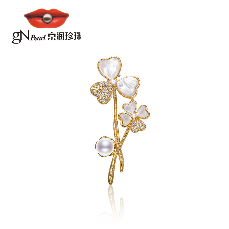 京潤珍珠（gNPearl）新品/珍珠淡水合金胸針秋冬簡約配飾搭大衣西裝 淺幽_8-9mm_圓形