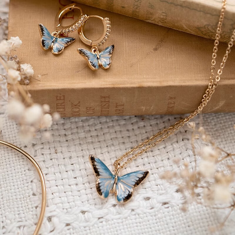 Fable【管乐同款】蓝蝴蝶珐琅彩项链女生小众高级感元旦生日礼物气质 蓝蝴蝶珐琅彩项链 一条