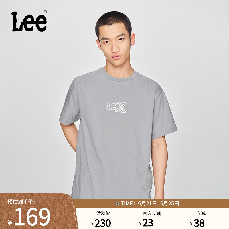 Lee25春夏新品舒适版圆领Logo印花男女同款短袖T恤潮LUT0098394LE 石灰色（尺码偏大，拍小一码） M