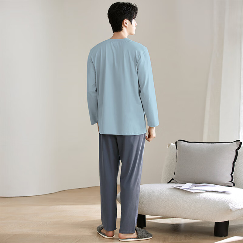 馨爱百年睡衣男秋冬长袖纯棉大码休闲运动可外穿中青年家居服套装 QH-2549 3XL