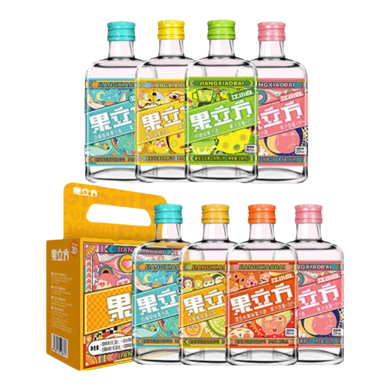 江小白果立方果酒 23度蜜桃味果汁酒 微醺低度酒男女士水果酒 混合口味 168mL 8瓶