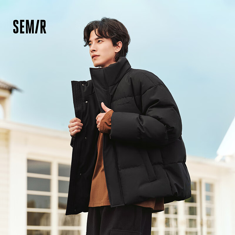森馬（Semir）羽絨服男冬撞色印花情侶面包服厚外套109724113204