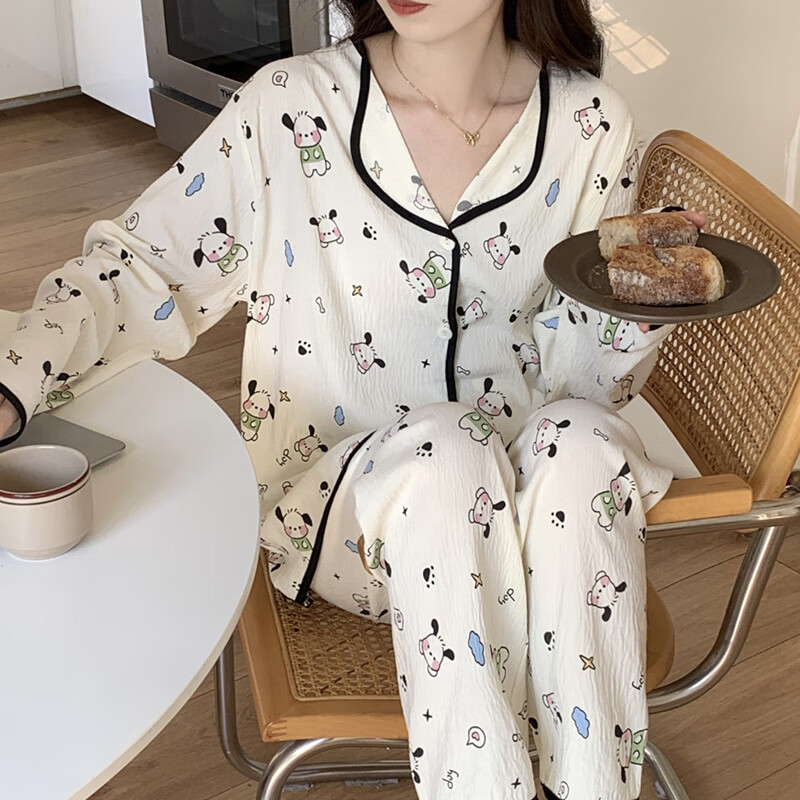 巴洛莲 BORORAM云朵棉睡衣女春秋季开衫长袖长裤两件套家居服可外穿 M-2XL SW-2239 M 建议80-100斤