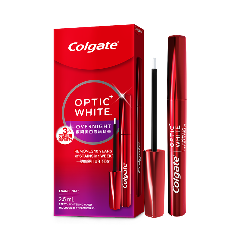 高露潔（Colgate）進(jìn)口夜間精華牙齒美白筆 液體牙貼涂抹式亮白去黃去牙漬 2.5ml/支