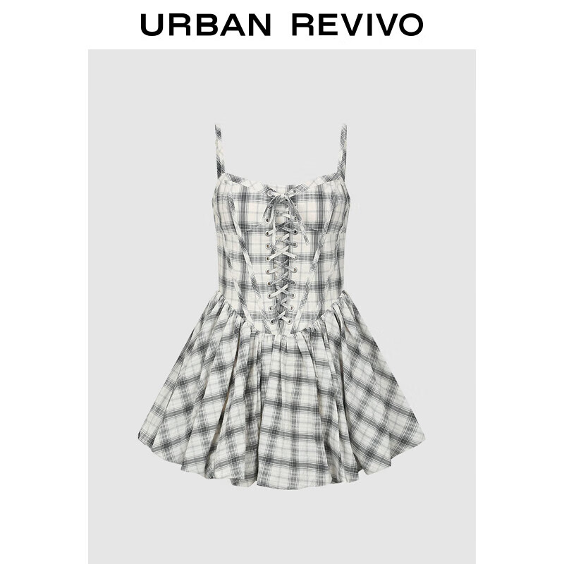 UR2025夏季新款女装时尚休闲撞色花苞吊带连衣裙UYV750045