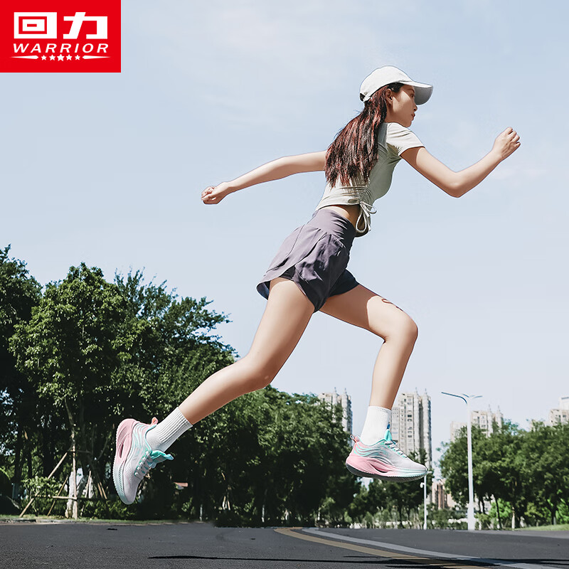 回力女鞋运动鞋女网面透气2026新款夏季轻便软底鞋子女薄款跑步鞋 白绿粉【网面款】 35 (225mm)